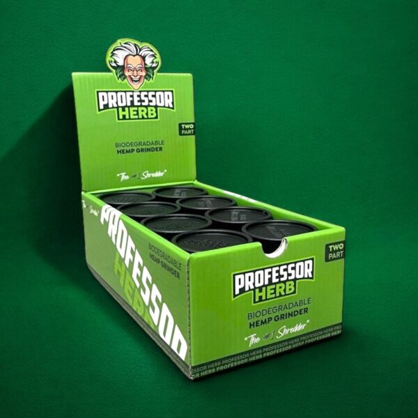 Professor Herb Biodegradable Hemp Shredder Grinder (2 Part) - Black — Full Box (24 pcs)