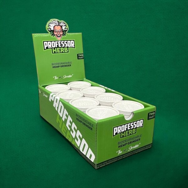 Professor Herb Biodegradable Hemp Shredder Grinder (2 Part) - White — Full Box (24 pcs)