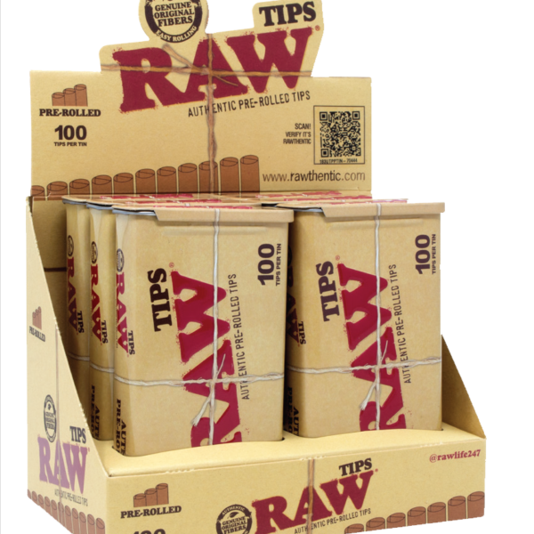 RAW Pre-Rolled Tips in Tin (600 pcs) — 6pcs Full Box