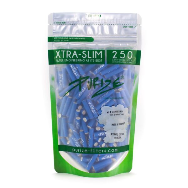 PURIZE® Activated Carbon Xtra Slim Filters Bag (250 pcs) — Blue