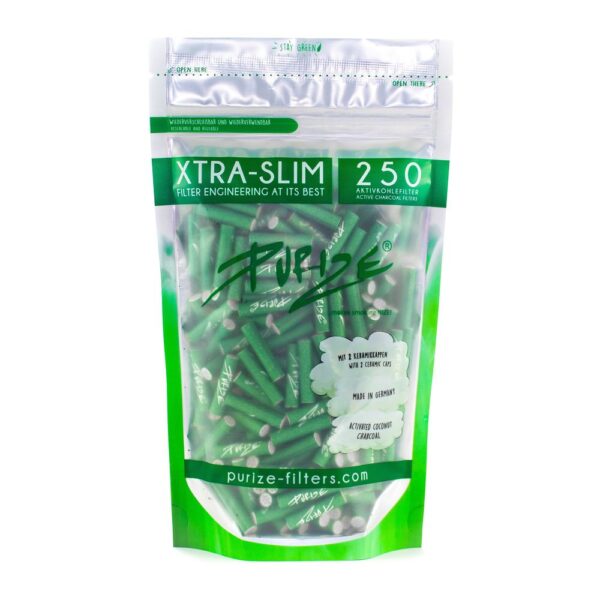 PURIZE® Activated Carbon Xtra Slim Filters Bag (250 pcs) — Green
