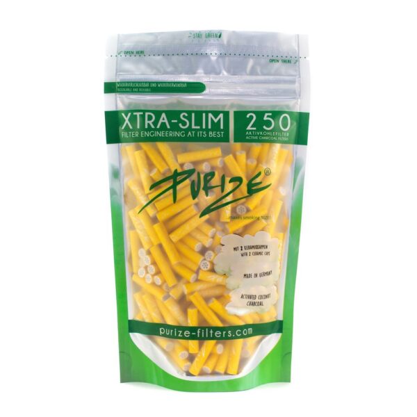 PURIZE® Activated Carbon Xtra Slim Filters Bag (250 pcs) — Yellow