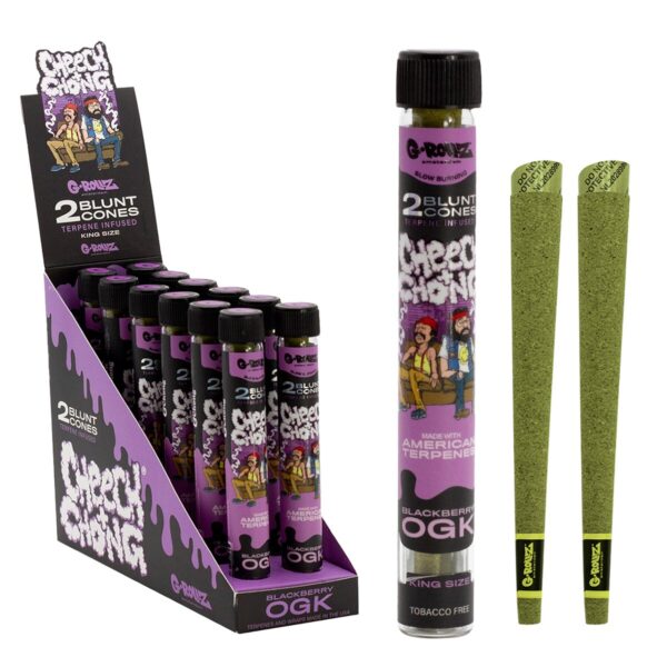 G-Rollz Cheech & Chong Terpene Infused Hemp Blunts - Blackberry OGK — 12pcs Full Box (24 Blunts)