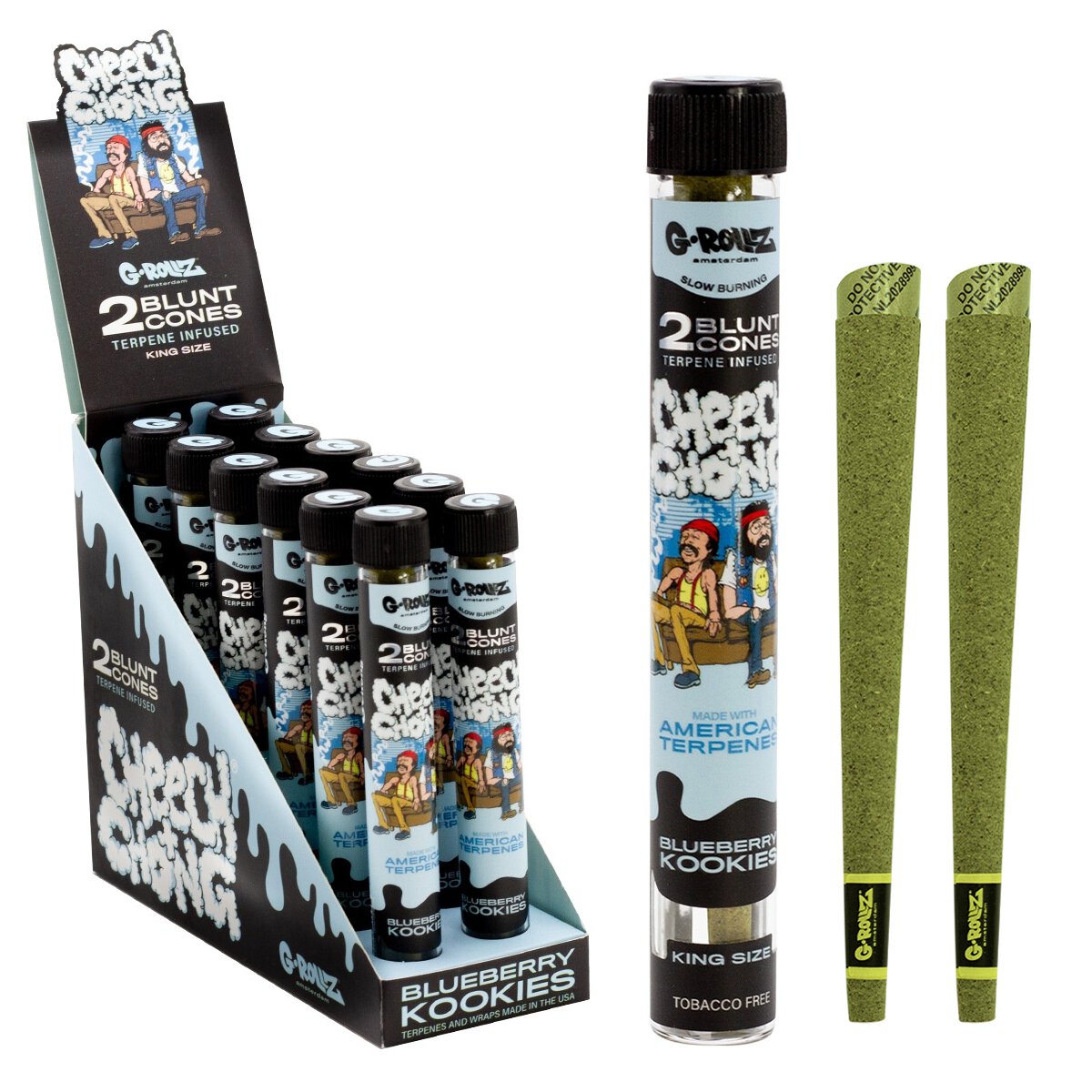 G-Rollz Cheech & Chong Terpene Infused Hemp Blunts - Blueberry Kookies - Image 2