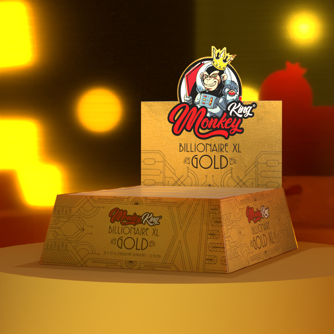 Monkey King Rolling Papers & Tips: Billionaire Gold XL - Extra Long - Image 3