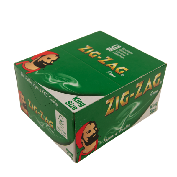 Zig Zag Green Kingsize Papers — 50pcs Full Box