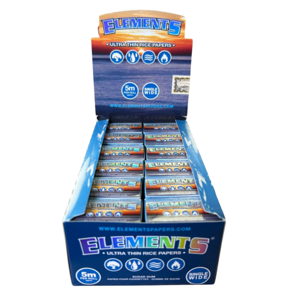 Elements Single Wide 5m Ultra Thin Rice Rolling Paper — 24pcs Full Box