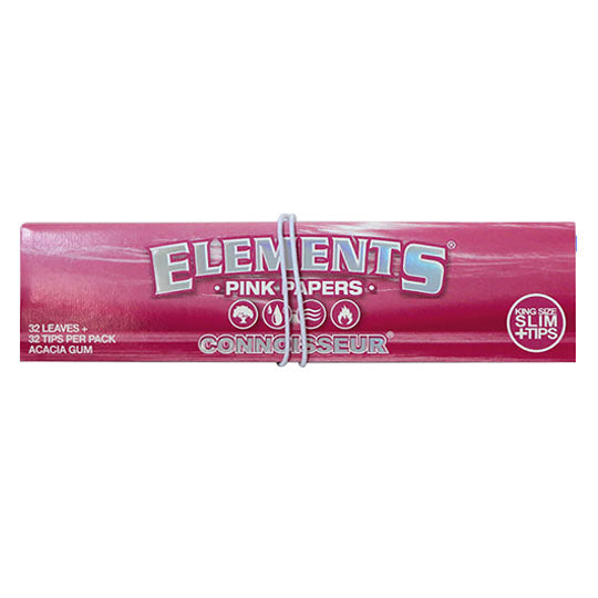 Elements Connoisseur Pink Rolling Papers & Tips — Single Pack