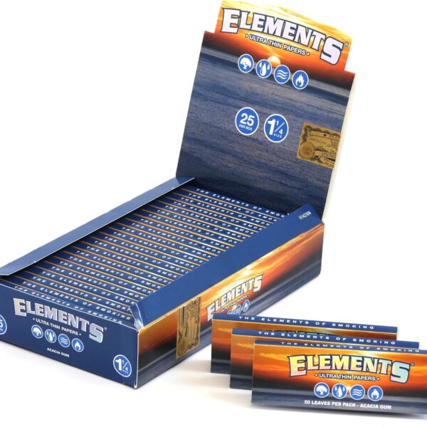 Elements 1¼ Ultra Thin Rice Rolling Papers — 25pcs Full Box