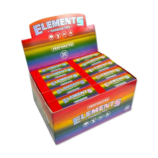 Elements Perforated Premium Rainbow Rolling Tips — 50pcs Full Box