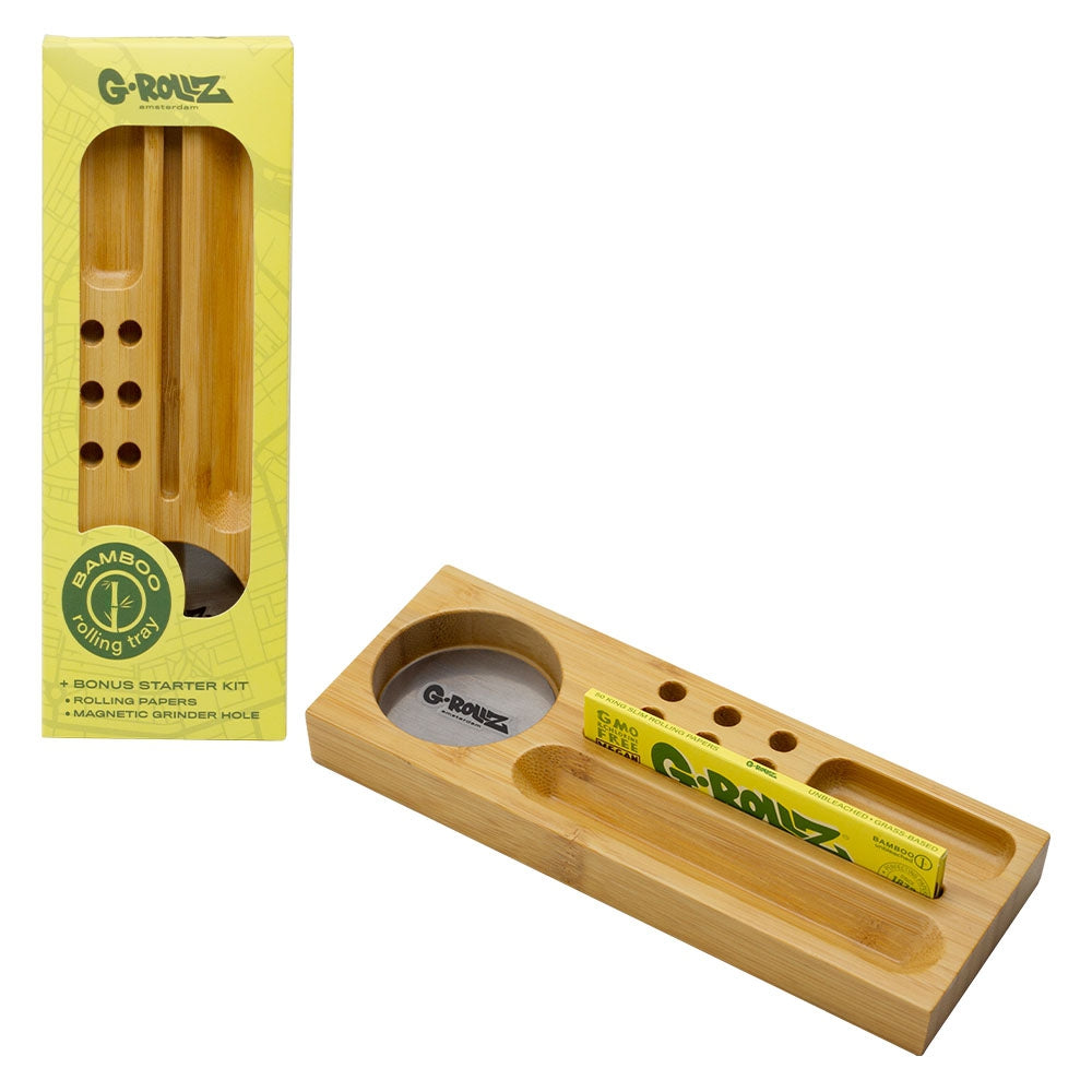 G-Rollz Small Portable Bamboo Rolling Tray + Papers - Image 2