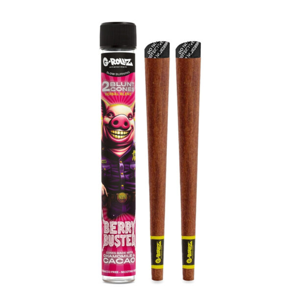 G-Rollz 'Herbal Blend' 2 Blunt Cones Terpene Infused with Yerba Mate, Chamomile & Cacao — Berry Busted