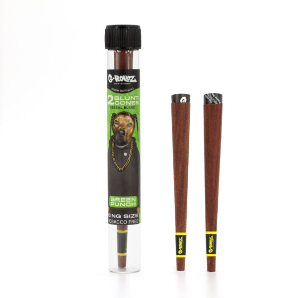 G-Rollz 'Herbal Blend' 2 Blunt Cones Terpene Infused with Yerba Mate, Chamomile & Cacao — Green Punch