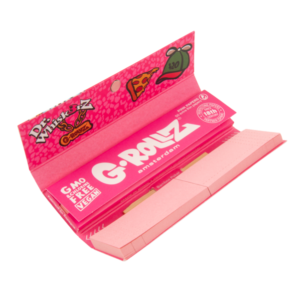 G-Rollz Dr. Whiskerz Pink Rolling Papers, Tips & Poker — Single Pack