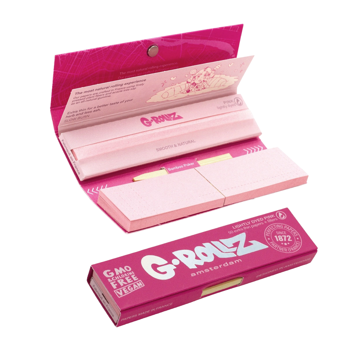 G-Rollz Next-Gen Pink Rolling Papers, Tips & Poker