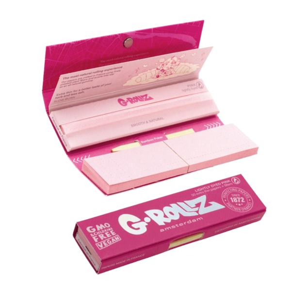 G-Rollz Next-Gen Pink Rolling Papers, Tips & Poker — Single Pack