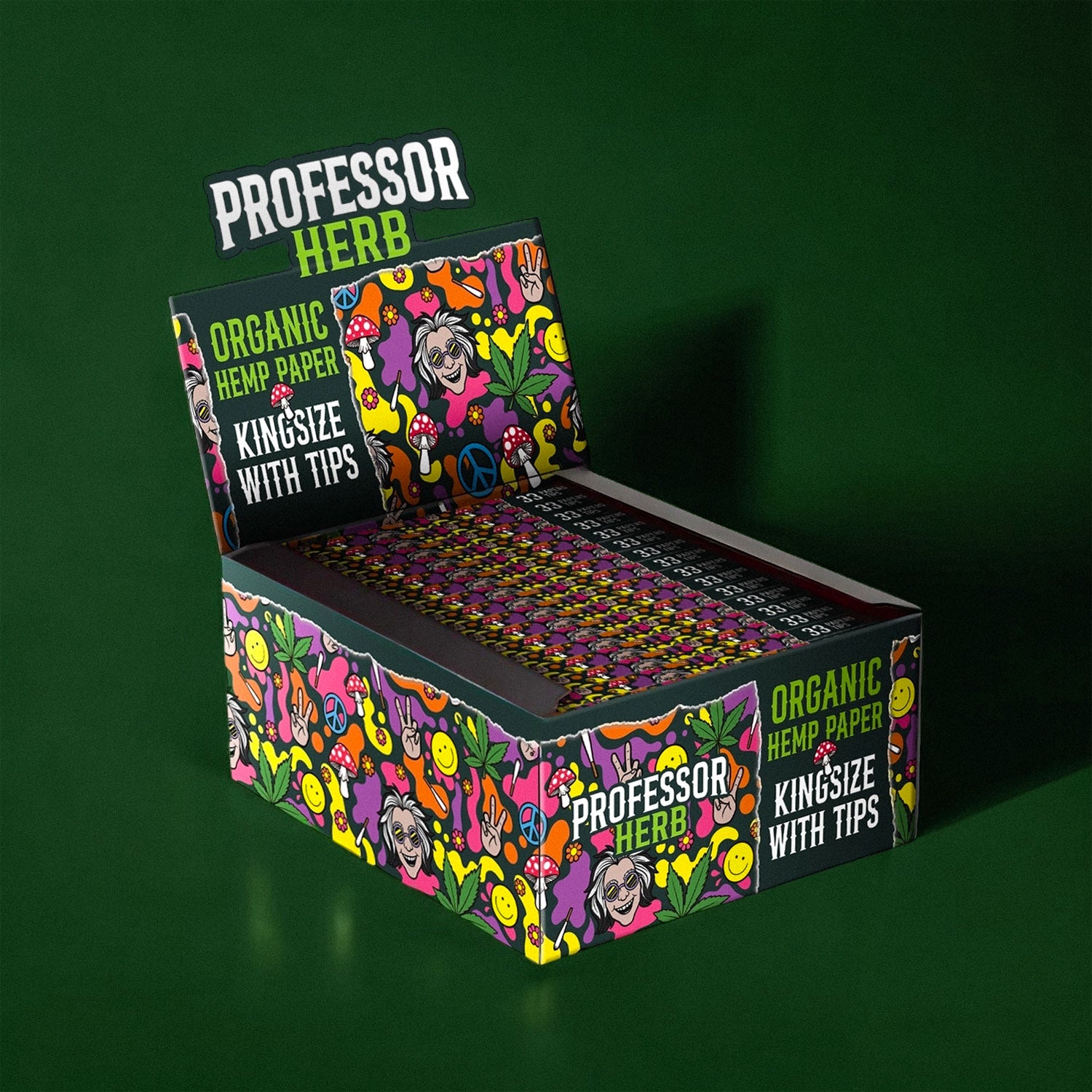 Professor Herb King Size Rolling Papers & Tips - Organic Hemp Paper - Image 3
