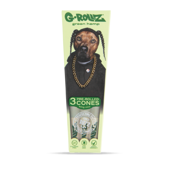 G-Rollz Pets Rock 'Rap' Organic Green Hemp King Size Pre-Rolled Cones 3pcs