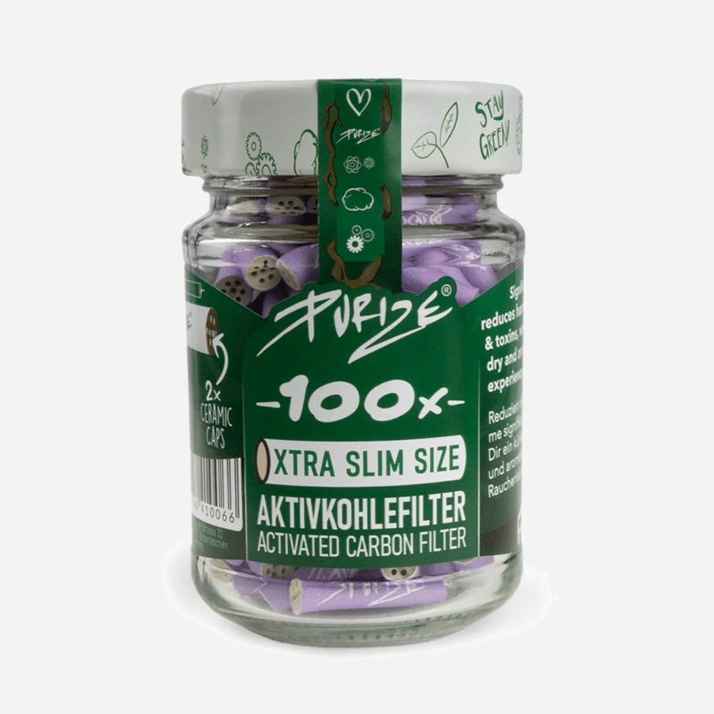 PURIZE® Activated Carbon Xtra Slim Filters Glass Jar (100 pcs) - Image 2