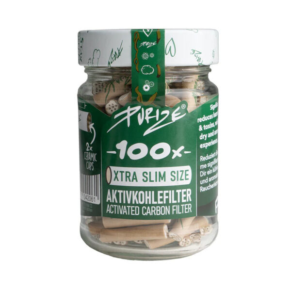 PURIZE® Activated Carbon Xtra Slim Filters Glass Jar (100 pcs) — Organic