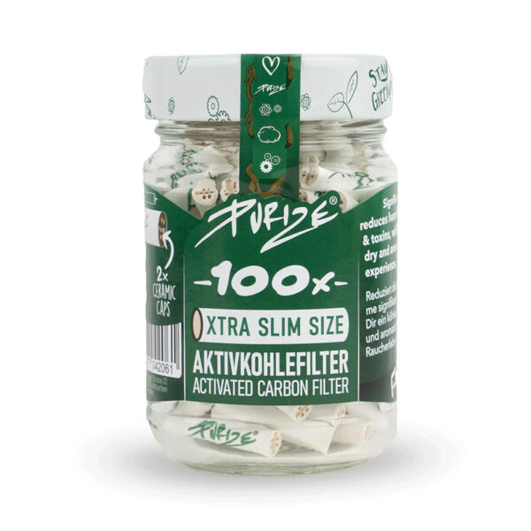 PURIZE® Activated Carbon Xtra Slim Filters Glass Jar (100 pcs) — White