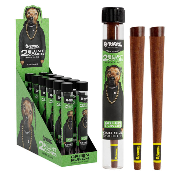 G-Rollz 'Herbal Blend' 2 Blunt Cones Terpene Infused with Yerba Mate, Chamomile & Cacao - (12 Pack) — Green Punch