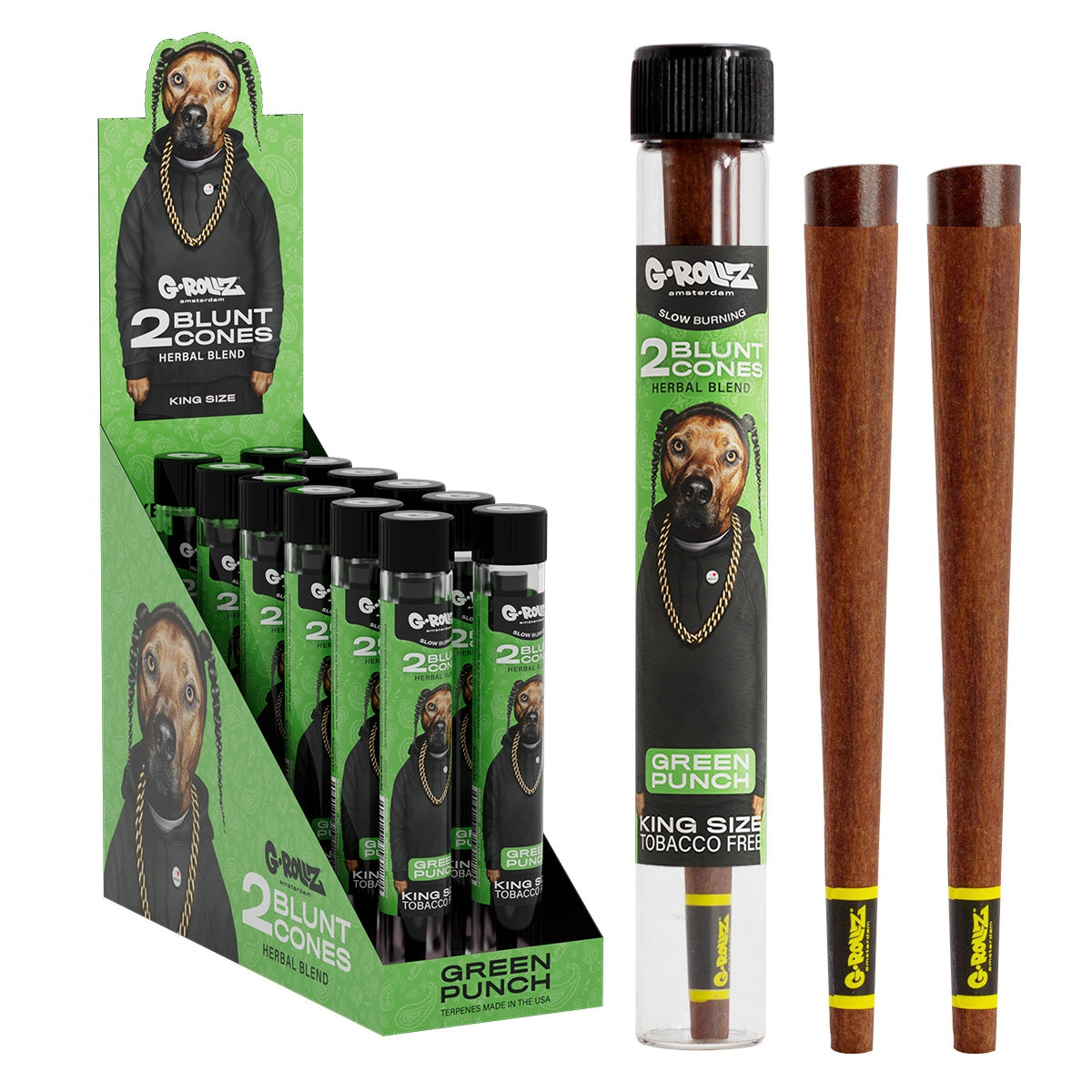 G-Rollz 'Herbal Blend' 2 Blunt Cones Terpene Infused with Yerba Mate, Chamomile & Cacao - (12 Pack) - Image 4