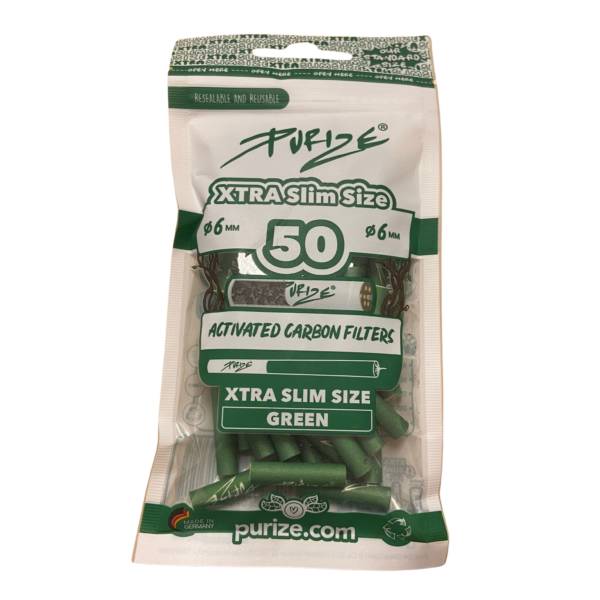 PURIZE® Activated Carbon Xtra Slim Filters 6mm (50 pcs) — Green
