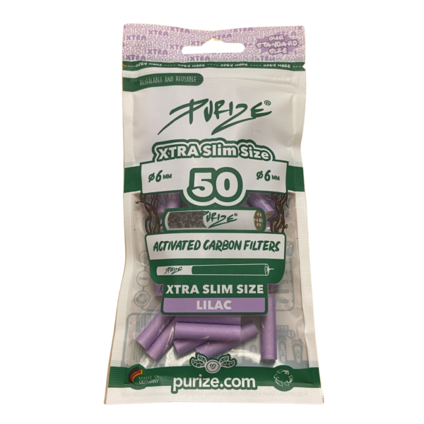 PURIZE® Activated Carbon Xtra Slim Filters 6mm (50 pcs) — Lilac