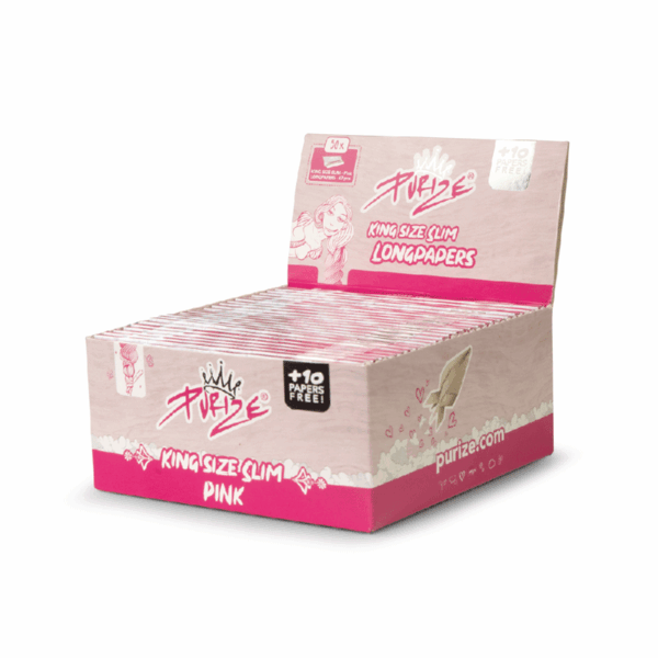 PURIZE® King Size Slim Longpapers - Pink — 50pcs Full Box
