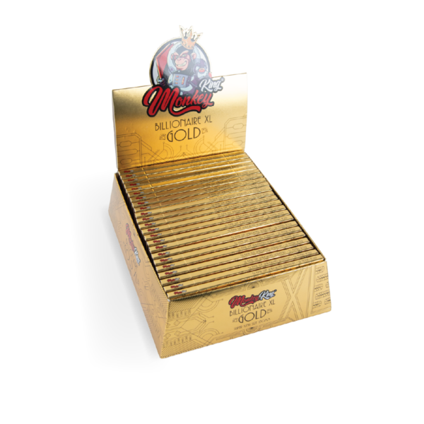 Monkey King Rolling Papers & Tips: Billionaire Gold XL - Extra Long — 24pcs Full Box