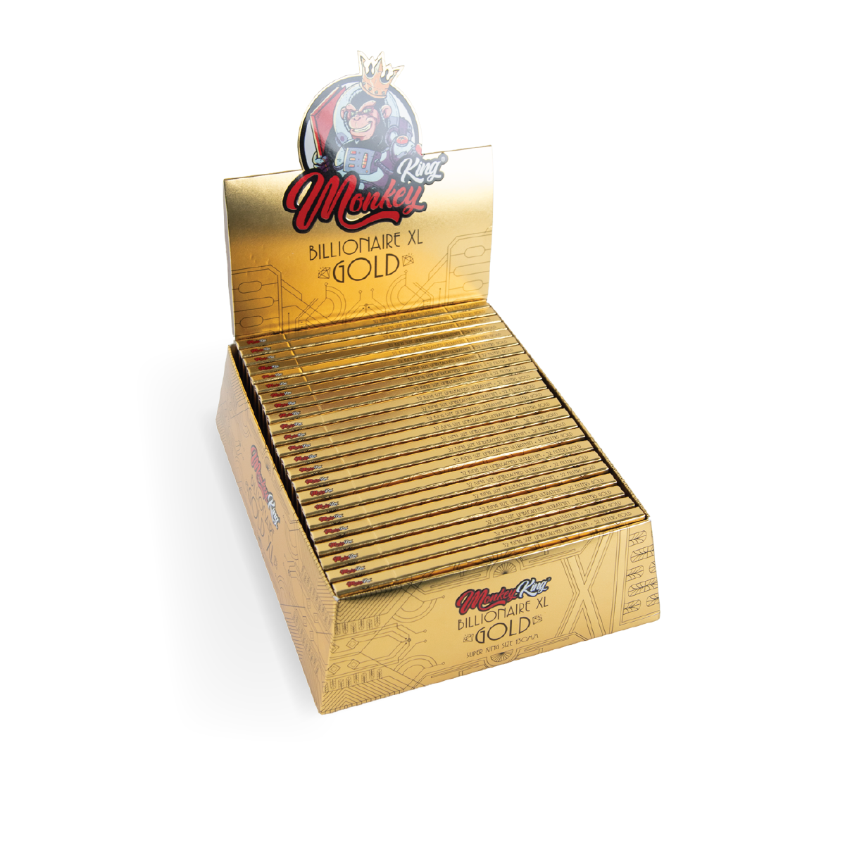 Monkey King Rolling Papers & Tips: Billionaire Gold XL - Extra Long - Image 4