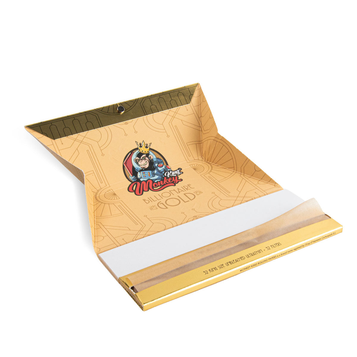 Monkey King Rolling Papers & Tips: Billionaire Gold XL - Extra Long - Image 2