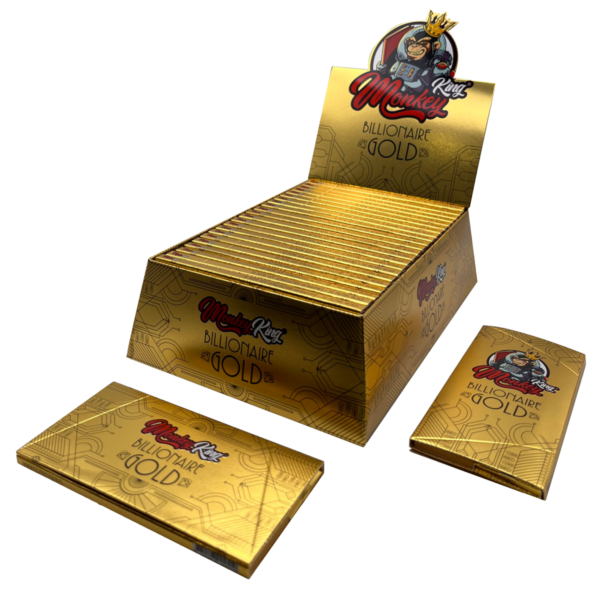 Monkey King Rolling Papers & Tips: Billionaire Gold - King Size (24 Pack)