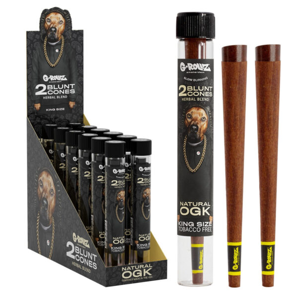 G-Rollz 'Herbal Blend' 2 Blunt Cones Terpene Infused with Yerba Mate, Chamomile & Cacao - (12 Pack) — Natural OGK