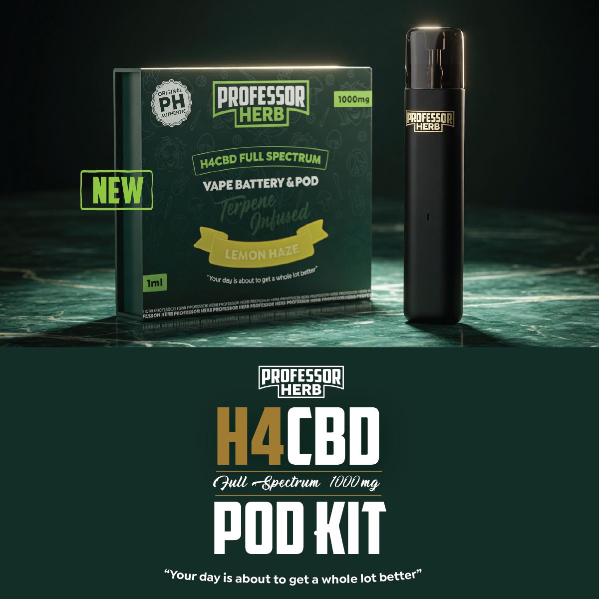 Professor Herb 1000MG H4CBD Full Spectrum 1ML Pod Kit - Original - Image 14