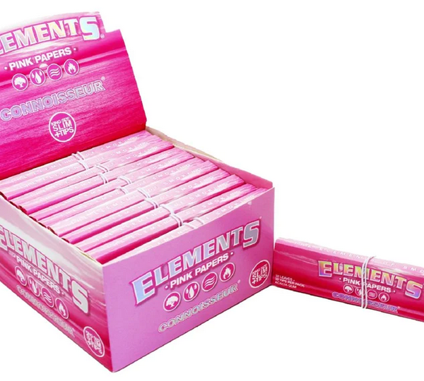 Elements Connoisseur Pink Rolling Papers & Tips — 24pcs Full Box