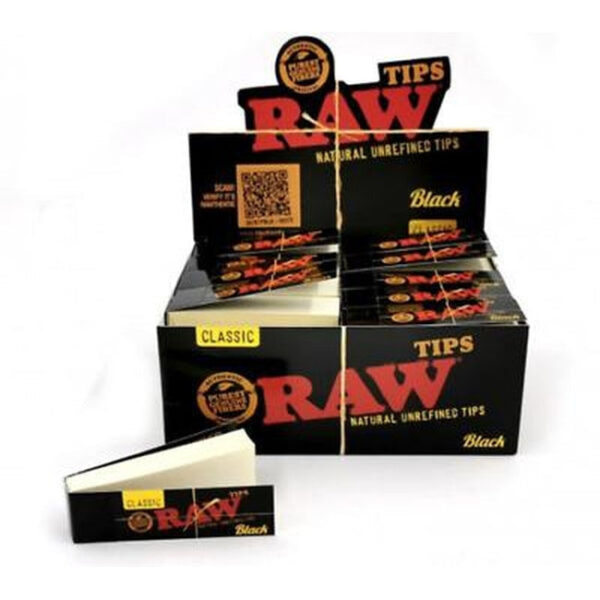 RAW Black Rolling Tips — 50pcs Full Box