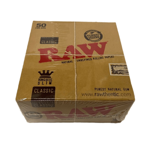 RAW Classic King Size Slim Rolling Papers — 50pcs Full Box