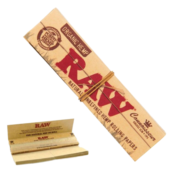 RAW Connoisseur Organic Hemp Rolling Papers & Tips — Single Pack