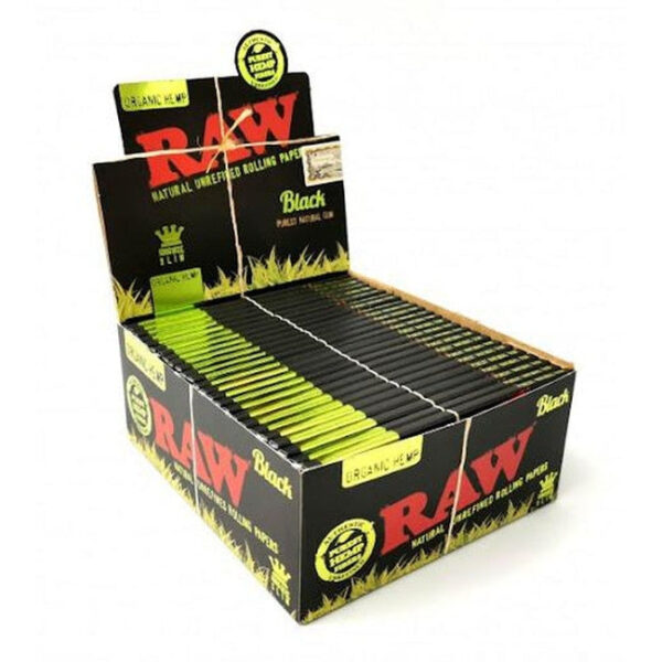 RAW Organic Hemp Black Rolling Papers — 50pcs Full Box