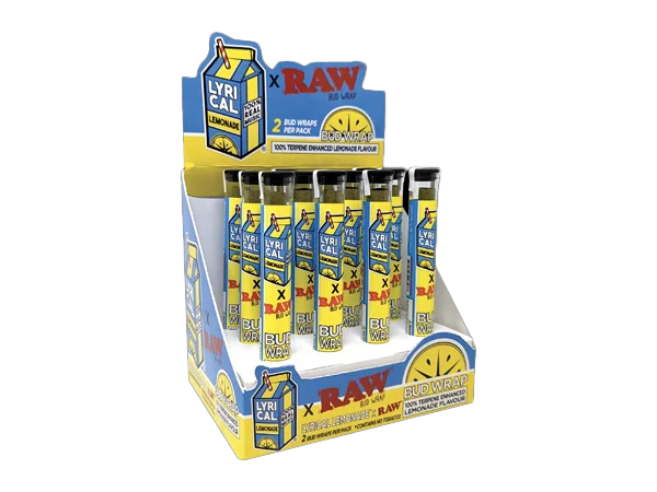 RAW x Lyrical Terpene Enhanced Bud Wrap Cones - Lemonade — 12pcs Full Box