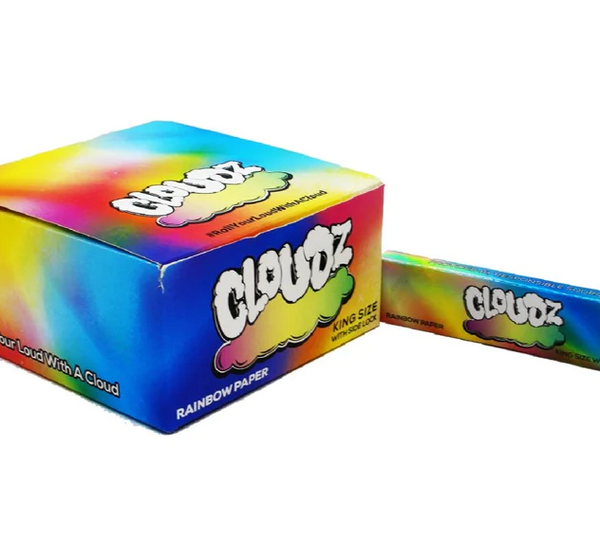 Cloudz King Size Rolling Papers with Side Lock — Rainbow (26pcs Full Box)