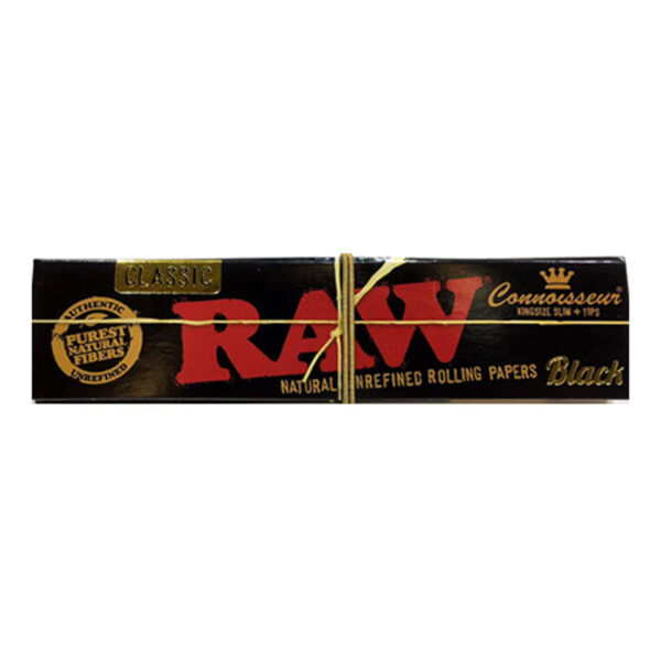 RAW Connoisseur Black Classic Rolling Papers & Tips — Single Pack
