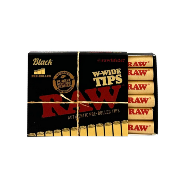 RAW Black W-Wide Pre-Rolled Tips — Single Pack