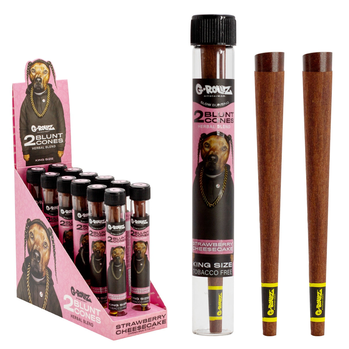 G-Rollz 'Herbal Blend' 2 Blunt Cones Terpene Infused with Yerba Mate, Chamomile & Cacao - (12 Pack) - Image 2