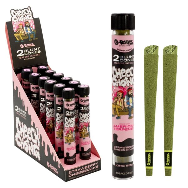 G-Rollz Cheech & Chong Terpene Infused Hemp Blunts - Strawberry Cheesecake — 12pcs Full Box (24 Blunts)