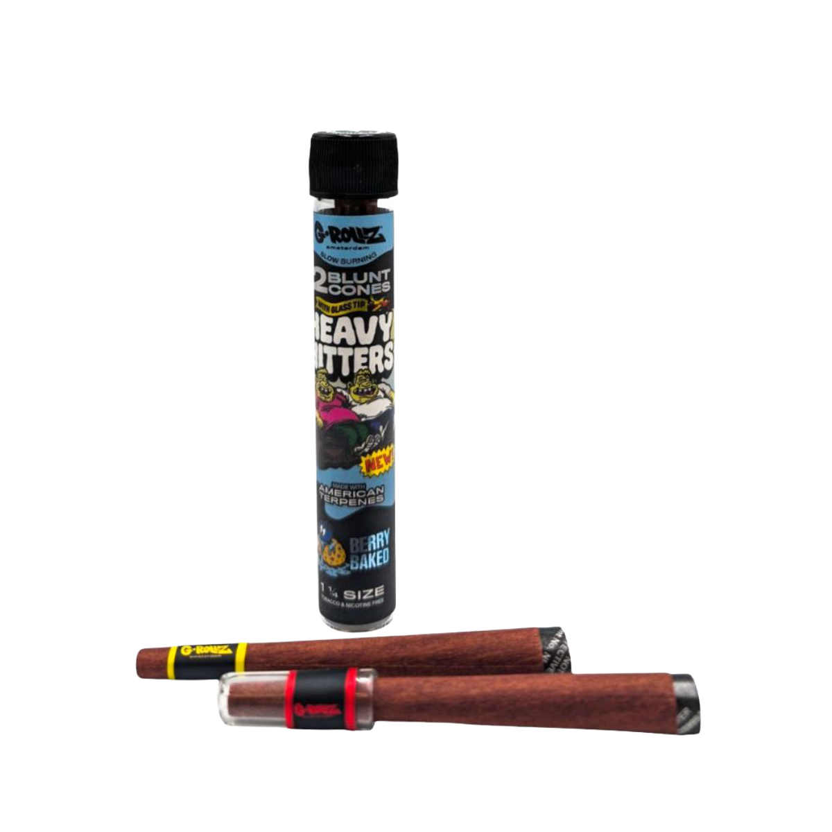 G-Rollz Heavy Hitters 1-1/4 Blunt Cones Glass Tip - Berry Baked (2 Pack)