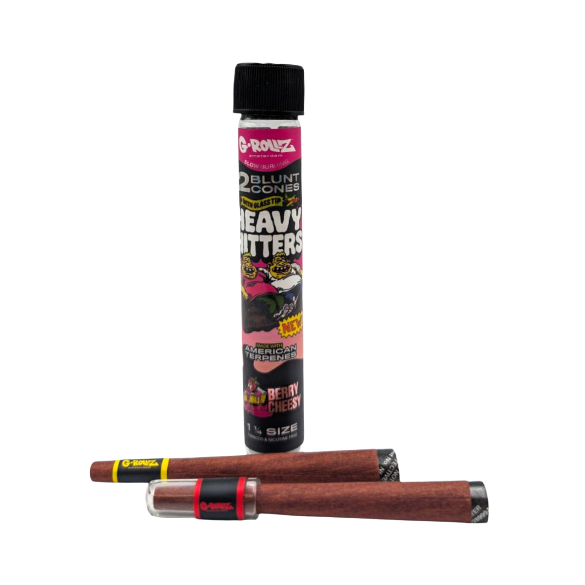 G-Rollz Heavy Hitters 1-1/4 Blunt Cones Glass Tip - Berry Cheesy (2 Pack)