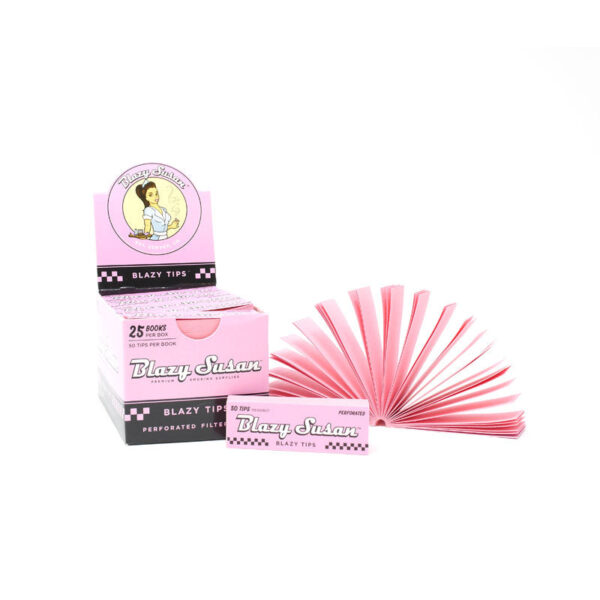 Blazy Susan Pink Perforated Filter Tips — 25pcs Full Box
